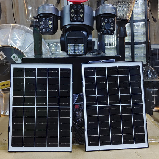 Four Lens 4G PTZ Solar Camera with High Siren Alarm