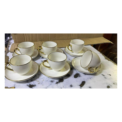 12pc Gold rim cups and saucers set