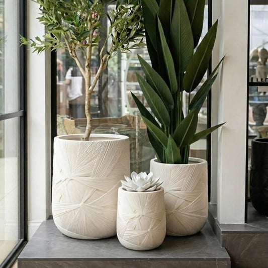 3 PCs Textured Ceramic Vase Set