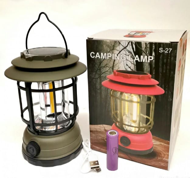 Solar rechargeable camping lantern