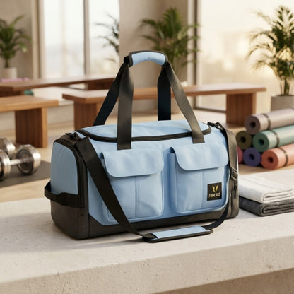 light blue gym duffle bag 