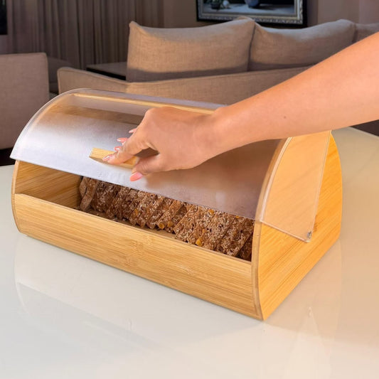Bamboo Bread Box with Roll-Top Lid