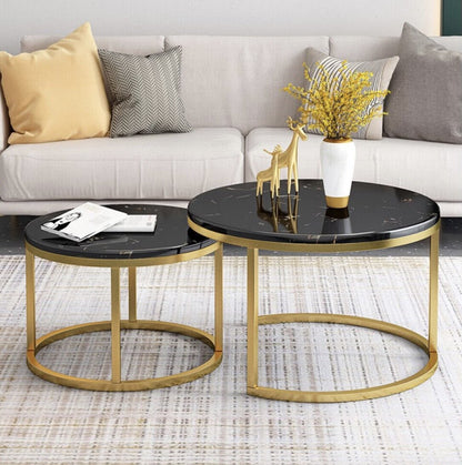 2 in 1 Glass Marble Nesting Coffee Table