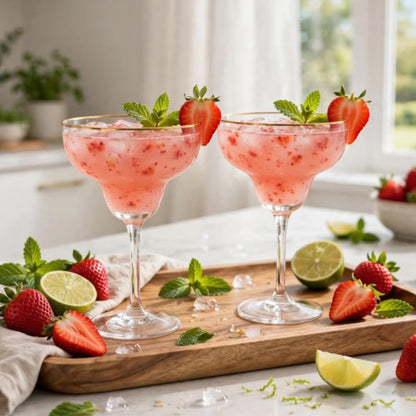 Gold Rim Margarita Glasses Set