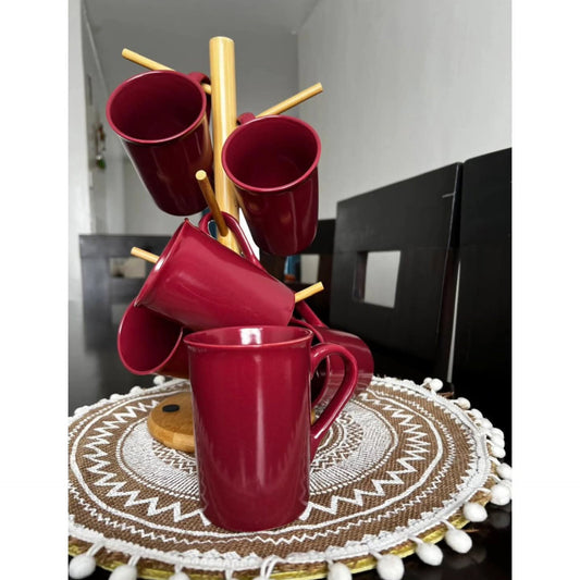6pc Maroon cup set