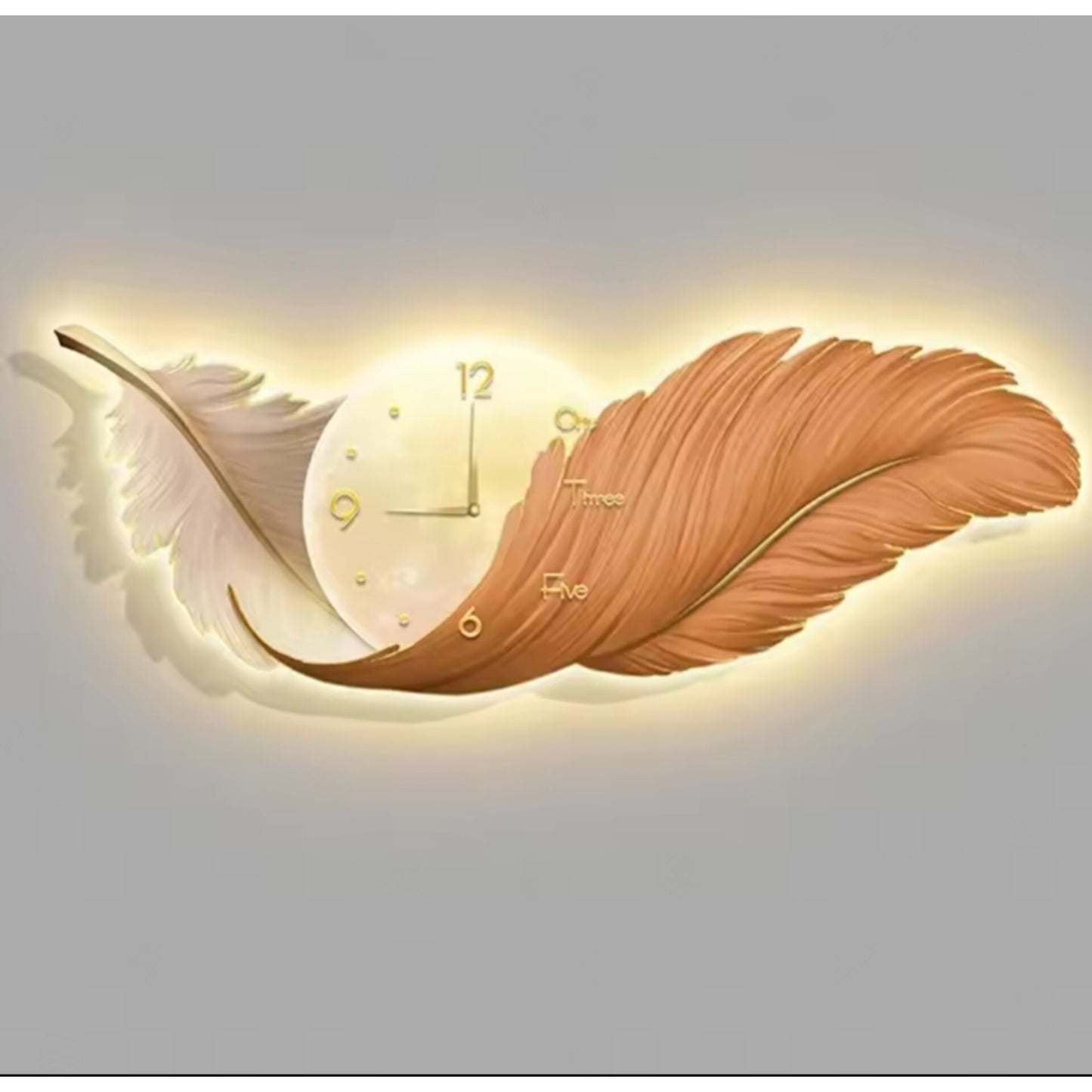 Feather decor wall clock