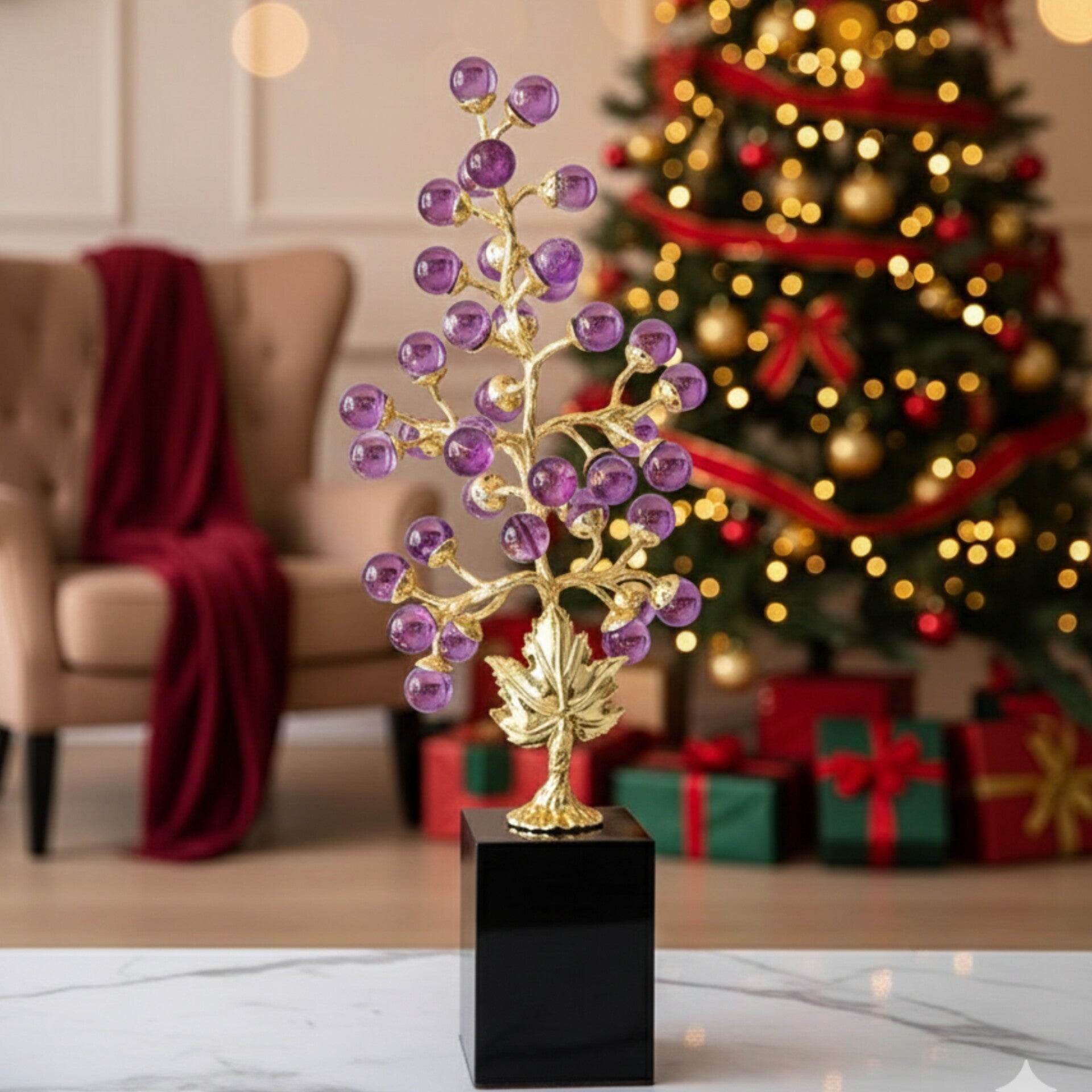 Crystal grape fruit figurine decor 