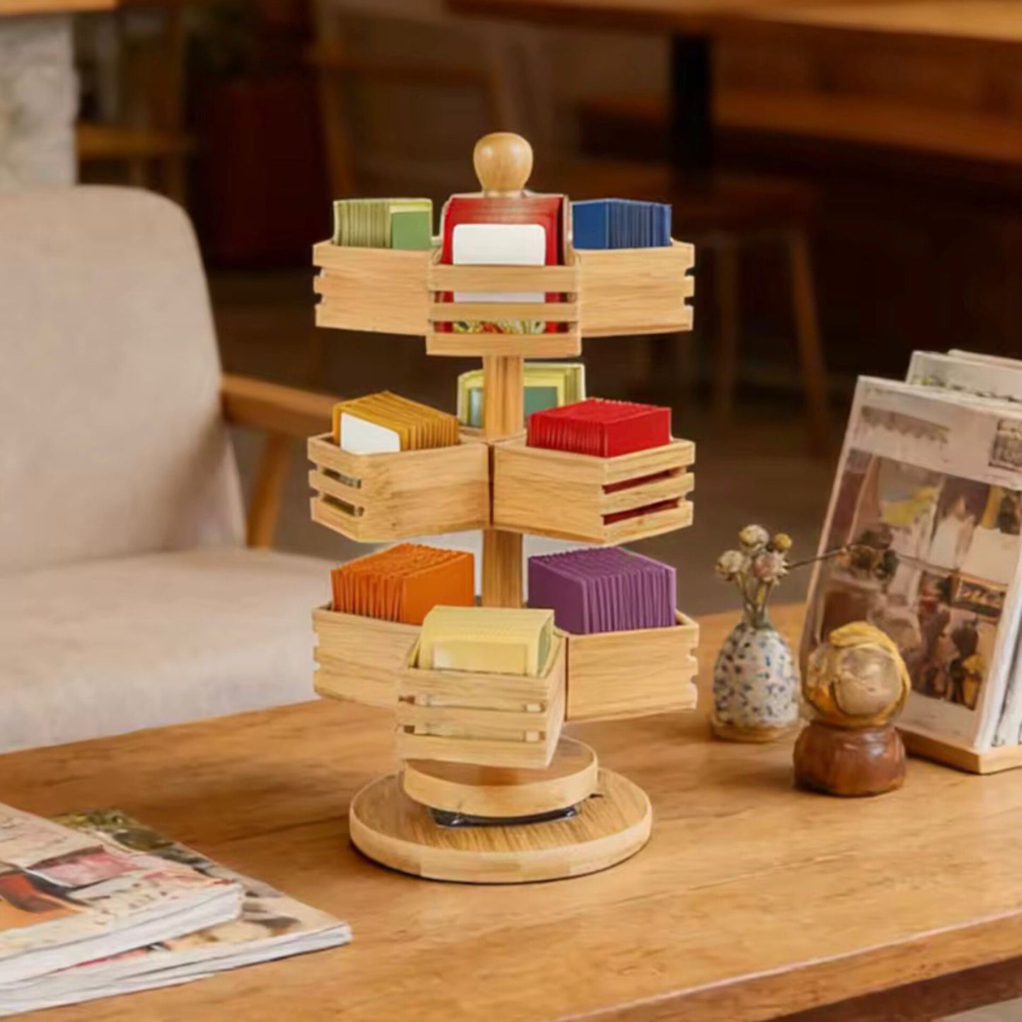 3 Tier Rotating Bamboo Tea Bag Organizer Gha