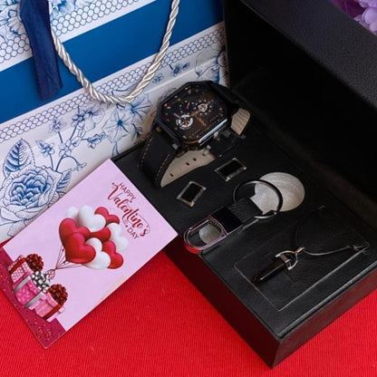 Men's Valentine Accessory Gift Set with Watch and Jewelry