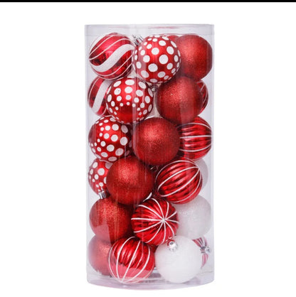 30Pc 6Cm Christmas Balls Red White
