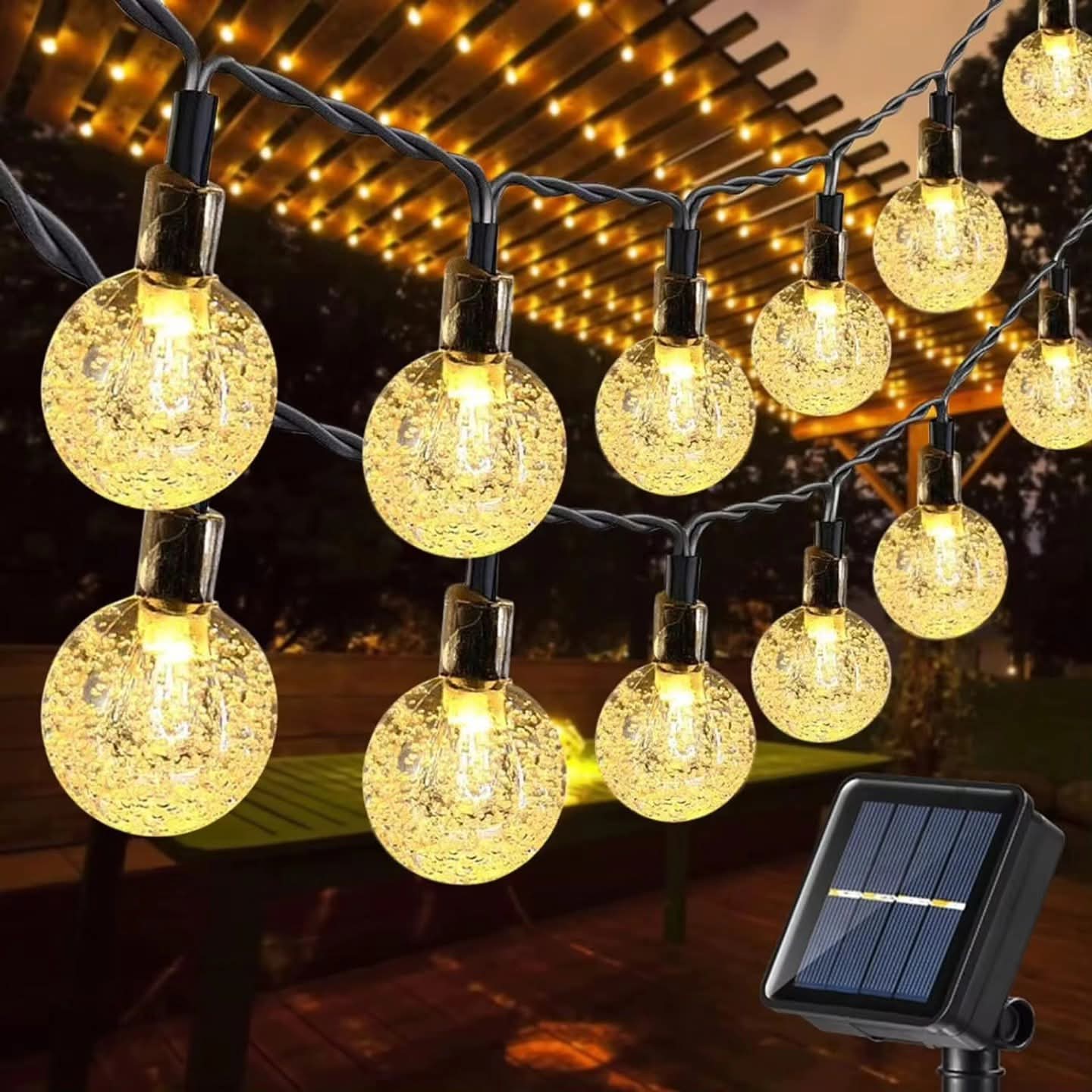 12M Solar Outdoor Christmas Bubble Ball String Lights