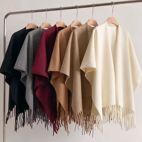 Double Sided Women Poncho Shawl