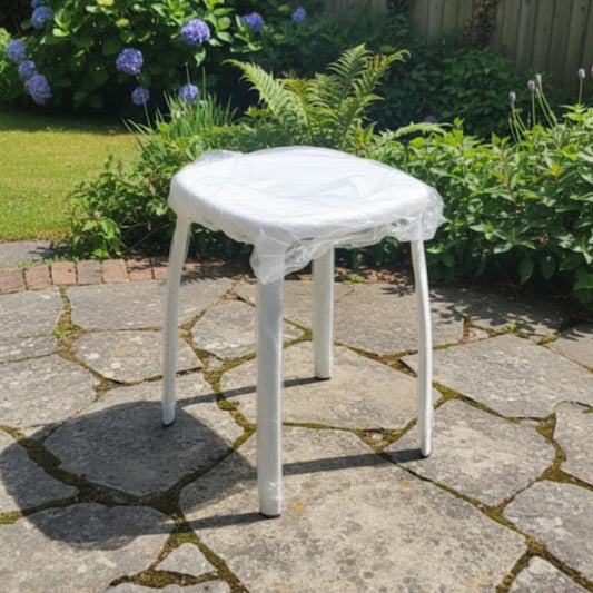 Metallic legs plastic seat