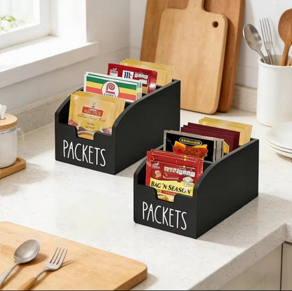 Wooden Tea Bag and Coffee Sachet Storage Organizer Box