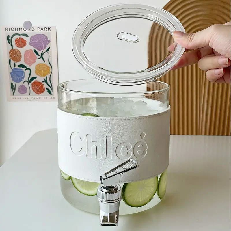 Glass juice dispenser