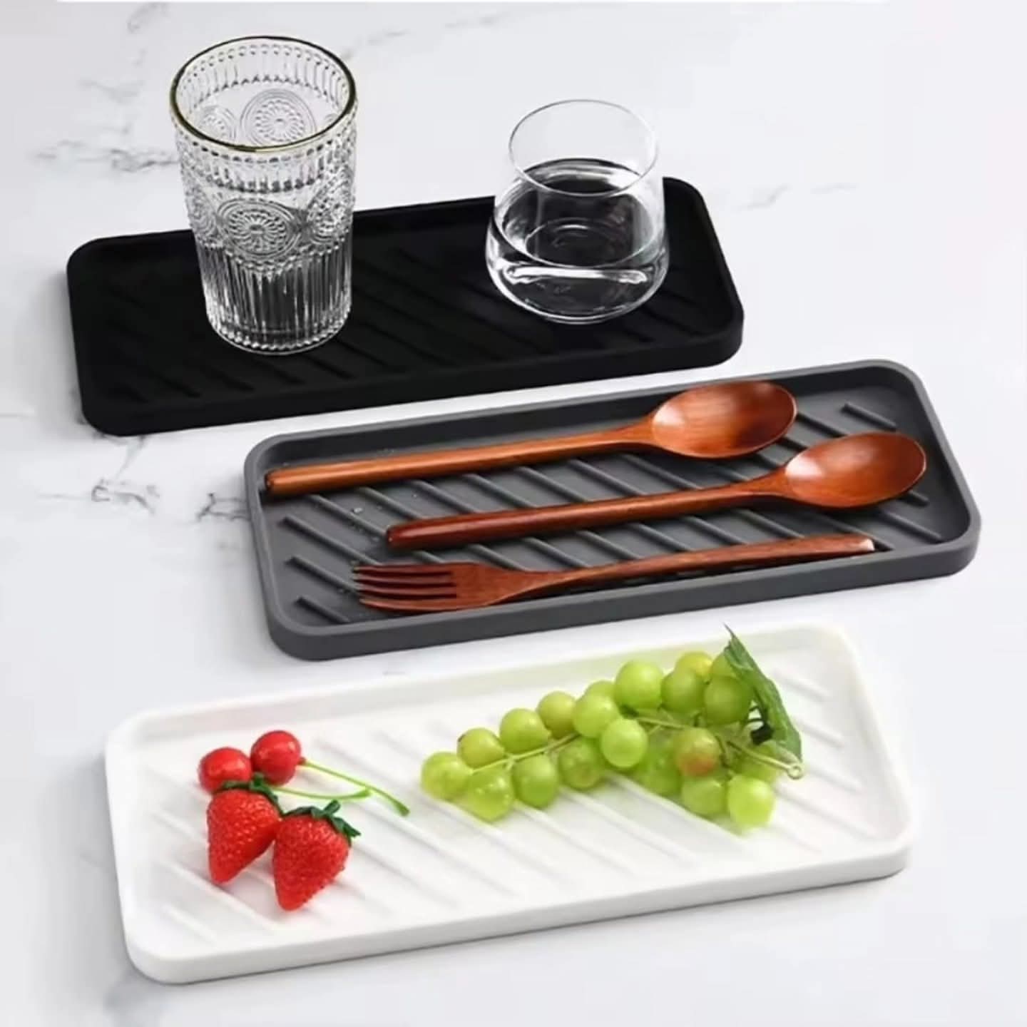 Silicone sink protector bathroom tray
