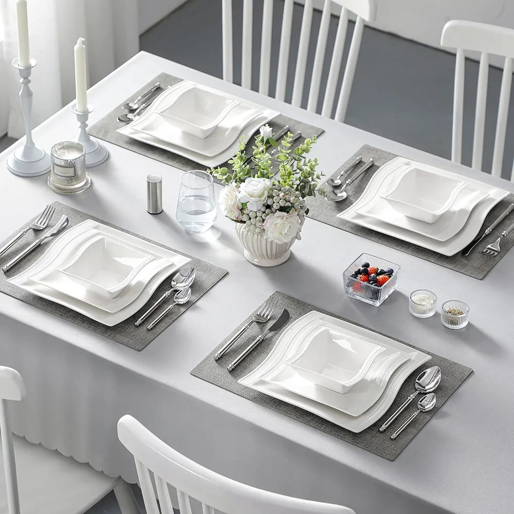 24pcs square dinner set with lines
