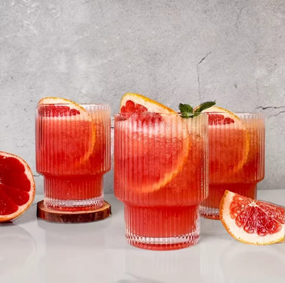Set of 6 Ribbed Glass Tumbler