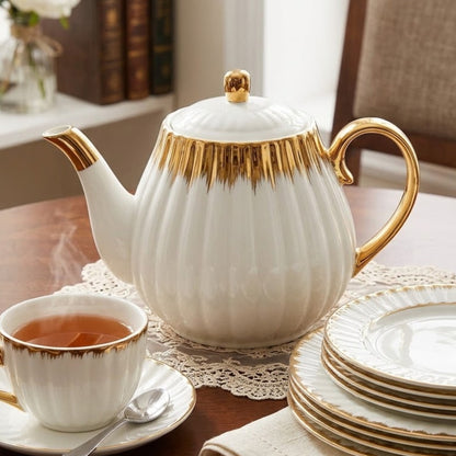 1L Gold Detail Porcelain Kettle