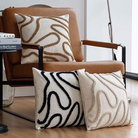 Tufted Abstract Wavy Cushion Cover