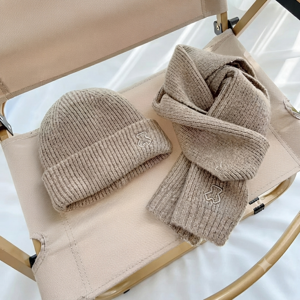 2 in 1 Warm Winter Kids Beanie Hat and Scarf Set