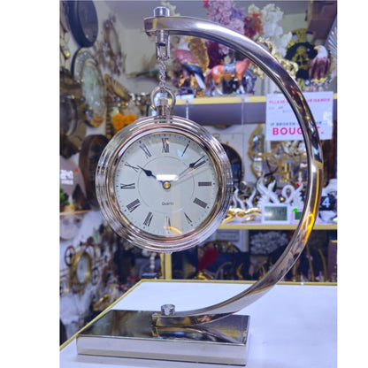 Silver Tabletop Quartz Hanging Clock