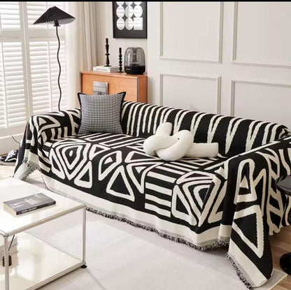 Sofa knitted throw blanket