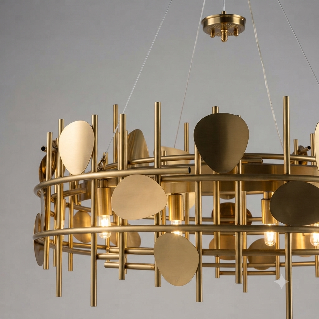 Metallic Golden Circular Chandelier