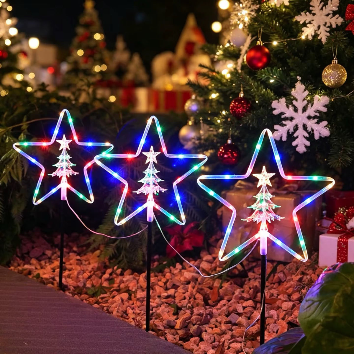 4Pcs Solar Christmas Garden Pathway Light Set Gha