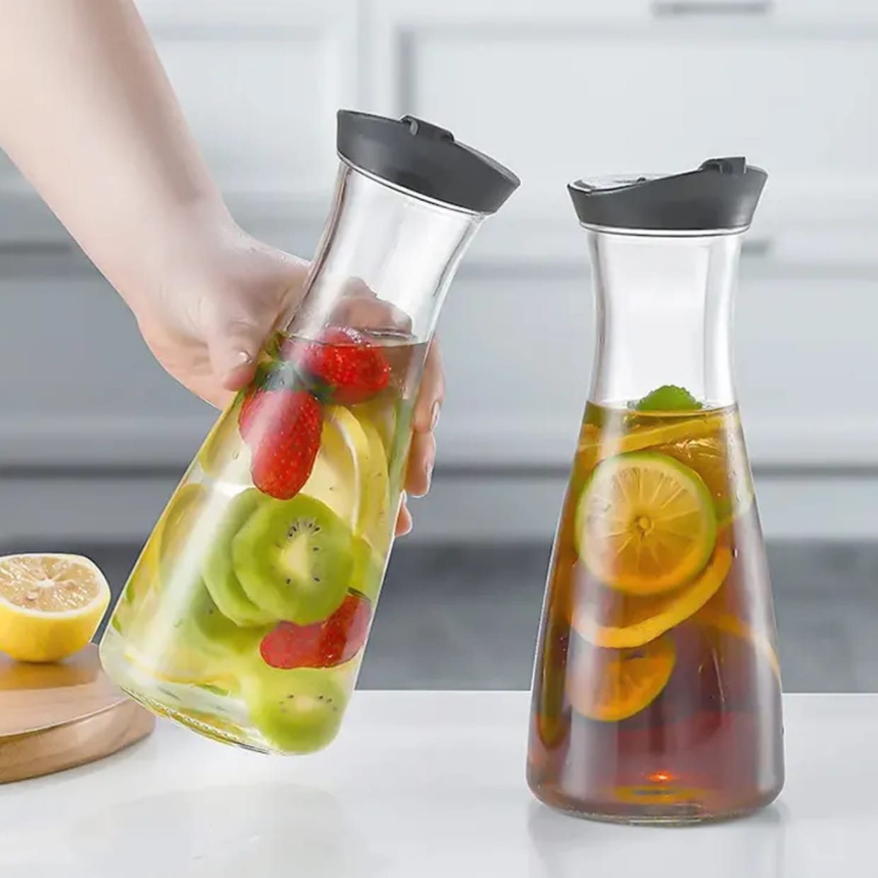 Glass water pitcher