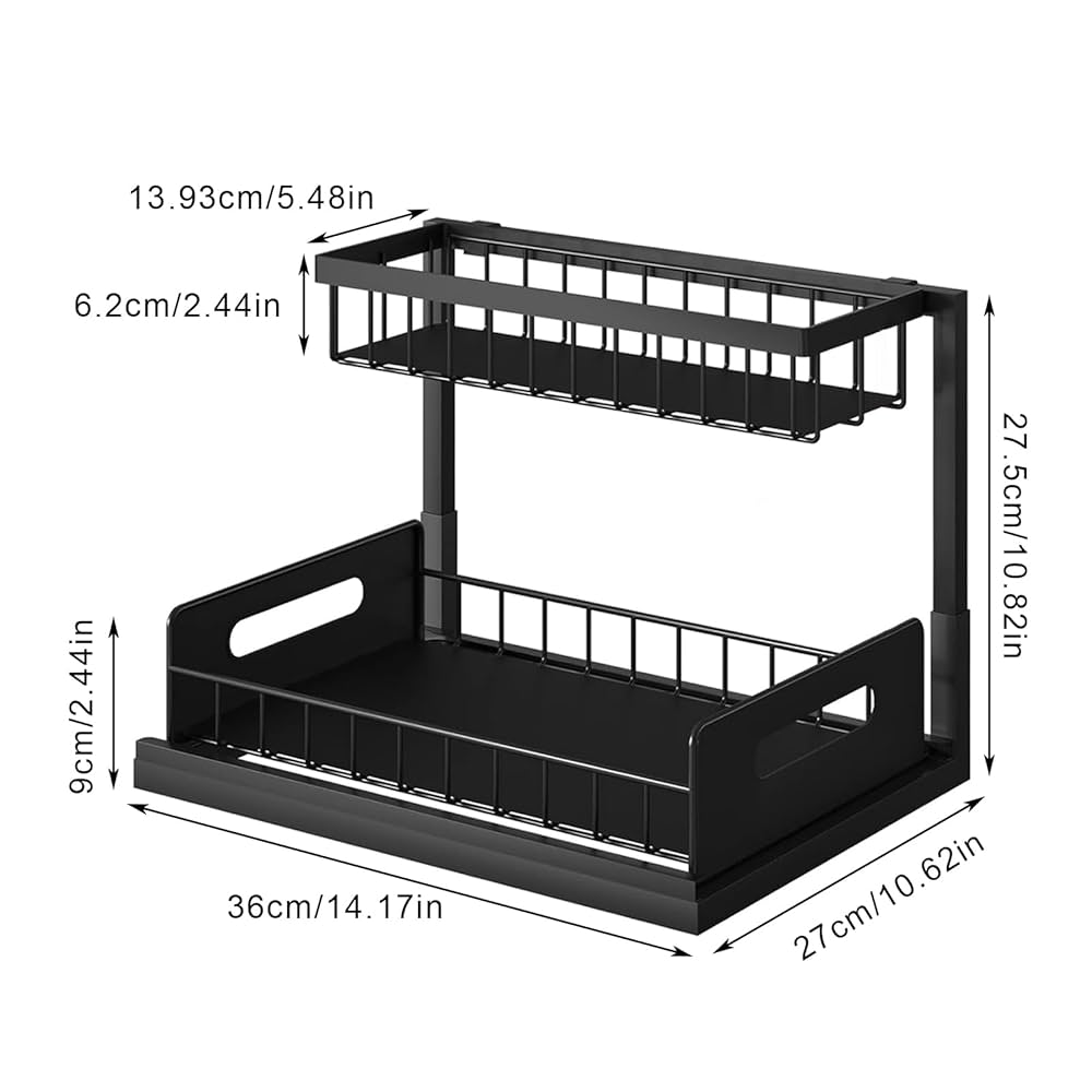 Sliding bathroom organizer under sink organizer bathroom caddy