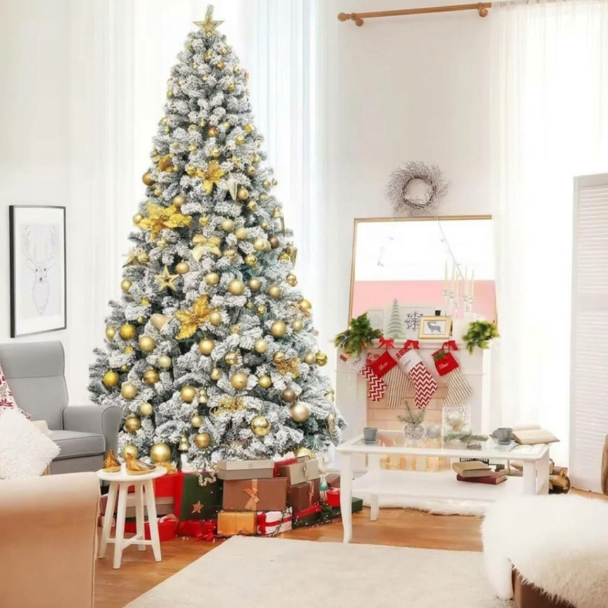 3000 Leaves Snow Flocked Christmas Tree