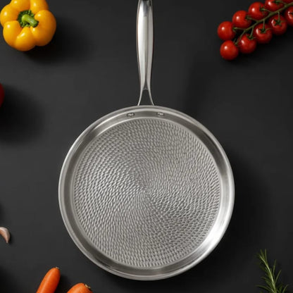 30Cm Stainless Steel Honeycomb Textured Skillet Pan