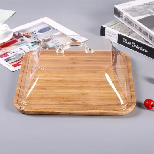 Wooden Pizza tray with acrylic cover and knife