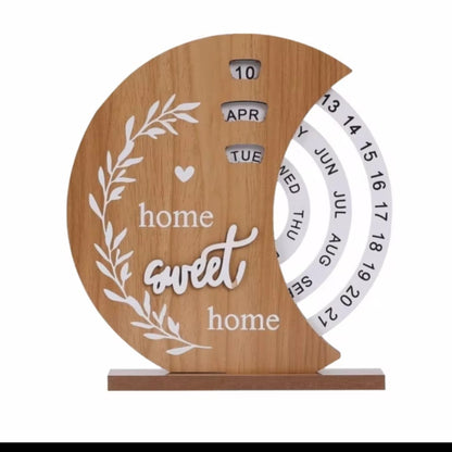 Wooden Wheel Manual Rotating Desk Calendar