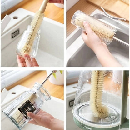 4pcs long wooden hand bottle Cleaning brushes