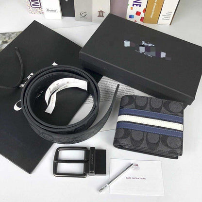 Men's Patterned Belt and Wallet Gift Set