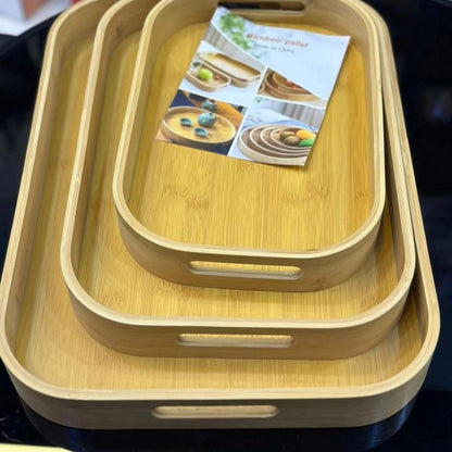 3Pcs Oval bamboo trays