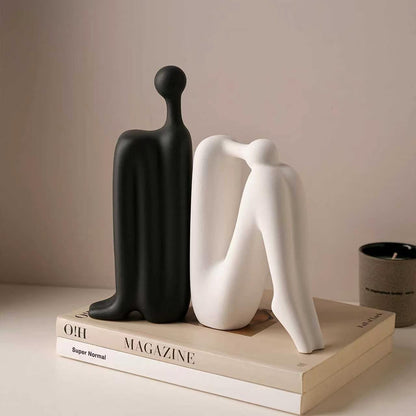 Abstract Figure Ceramic Bookends Set