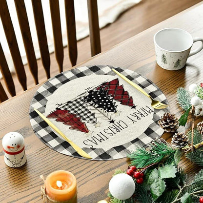 Plaid Christmas Round Placemats