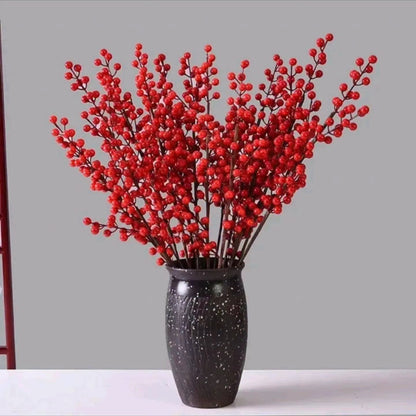 5pc Artificial Christmas Red Berries Vase Decor