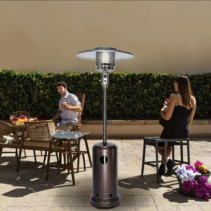 Mushroom patio heater with wheels
