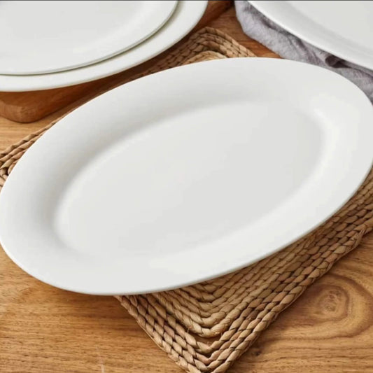 6Pcs fine dining ceramic oval platter