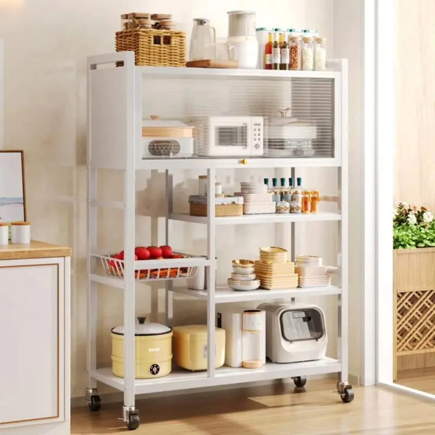 Heavy Duty Kitchen Cabinet Organizer Cart with Wheels