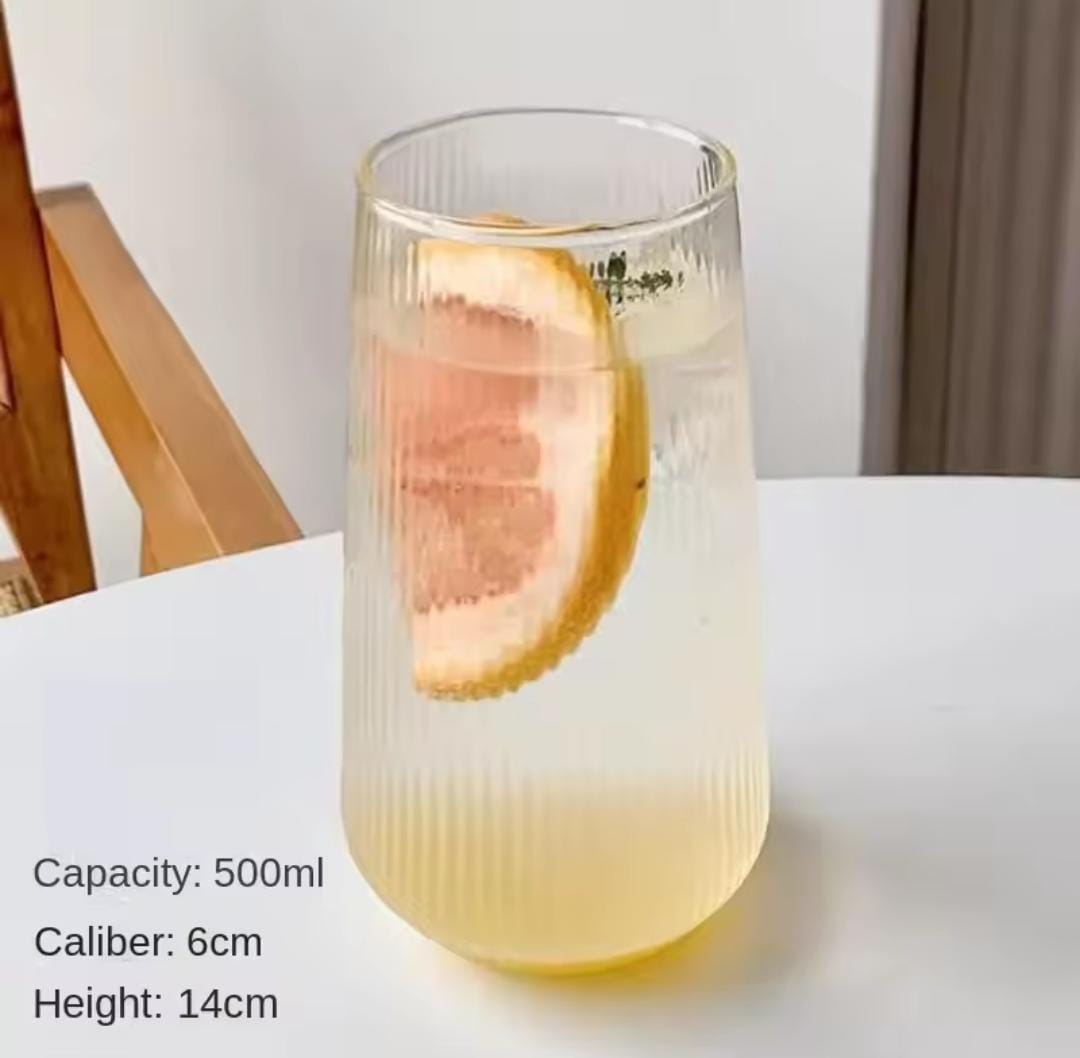 6Pcs ribbed juice glasses