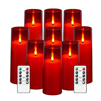 9 Piece Red Christmas LED Candle Set Christmas Lanterns