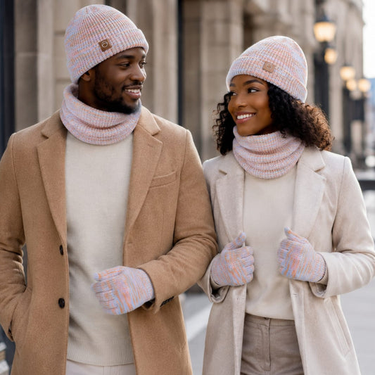 3Pc Knitted Hat Beanie Cap Set
