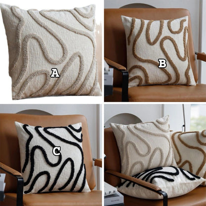 Tufted Abstract Wavy Cushion Cover