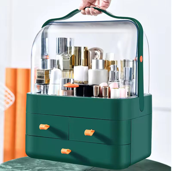 Acrylic 3-Drawer Cosmetic and Skincare Organizer with Clear Lid