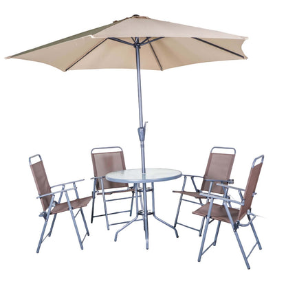 6 Piece Outdoor Bistro Garden Patio Dining Set with Umbrella